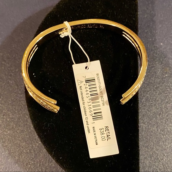 BCBGenerations Gold Tone Cuff Bracelet with Set In Clear Rhinestones - Picture 7 of 10